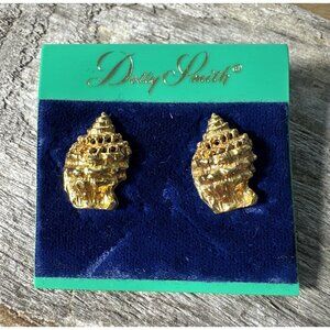 Vintage Dotty Smith Gold Plated Earrings Conch Shell